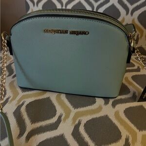 Christian Siriano Mint Green Dome Crossbody with Gold Chain